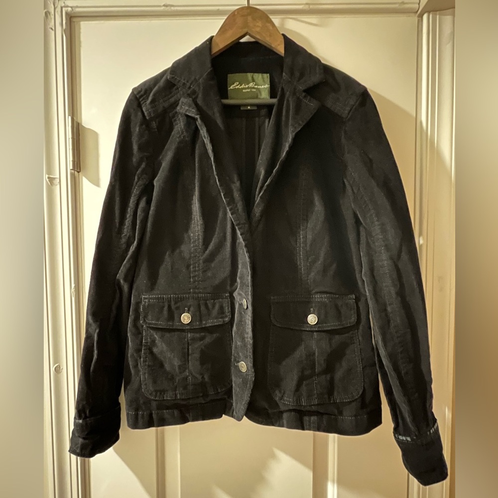 Eddie Bauer Women’s Corduroy Black button Blazer Size Medium